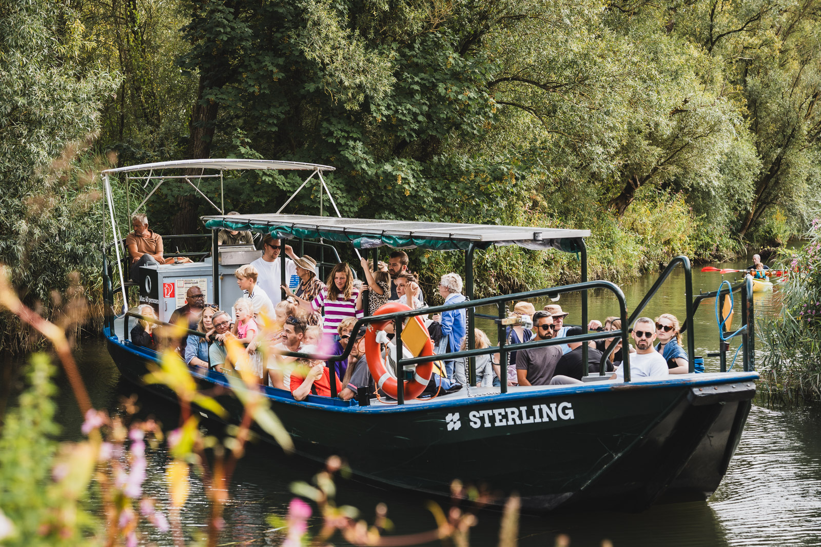 Rondvaartboot De Sterling in het water van de Biesbosch